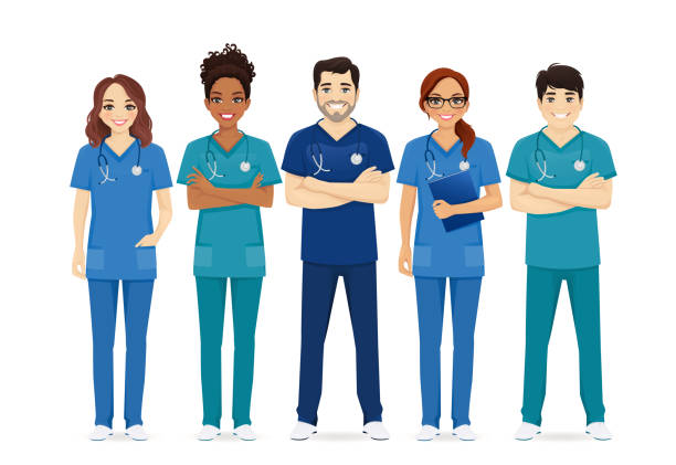 Multiethnic nurse characters group. Medical team isolated vector illustartion HOSPITAL COLLECTION4 - Image 1