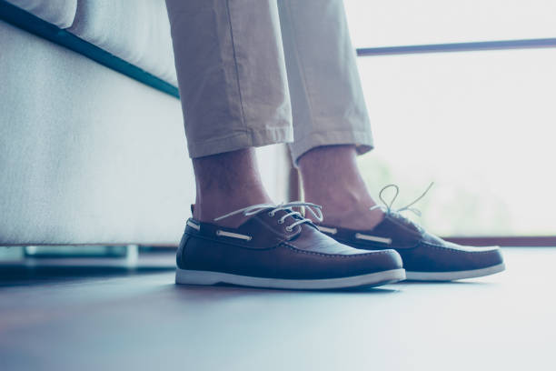 Portrait of legs with modern, fashionable men's shoes with shoelaces SHOES COLLECTION7 - Image 1
